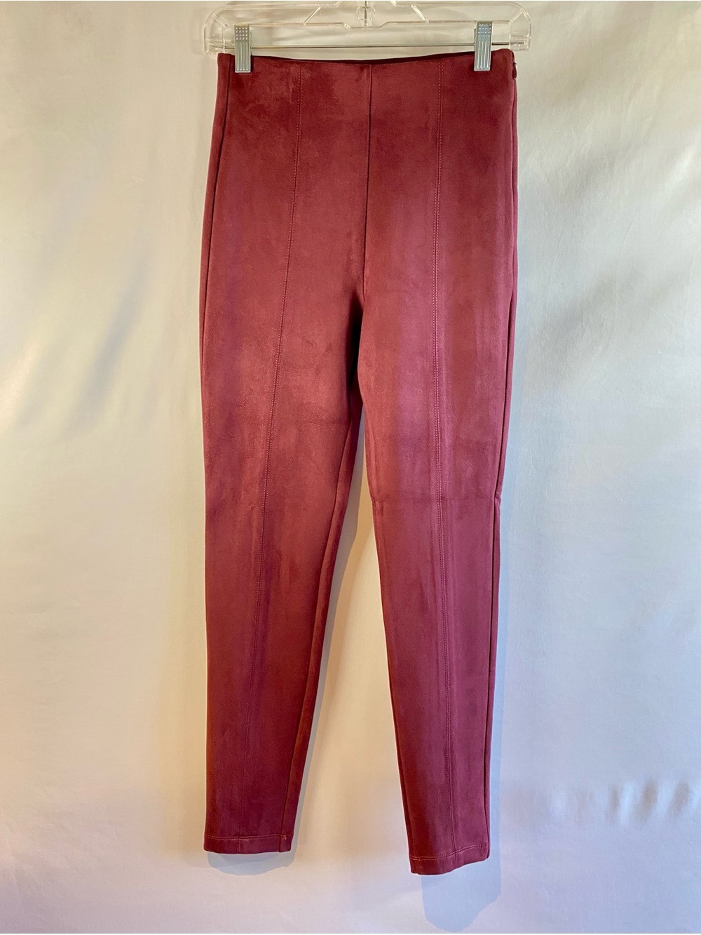Ann Taylor Faux-Suede Leggings, wine/burgundy, size XS, NWT